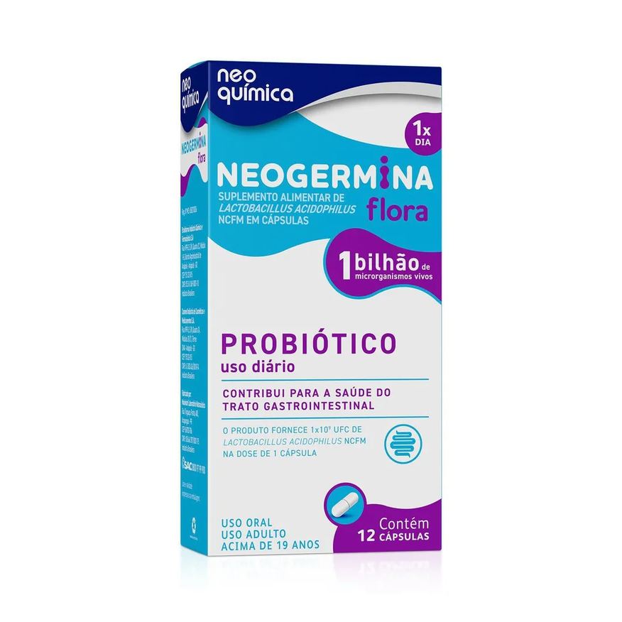 Neo Probiótico Química Neogermina Flora 1 Bilhão 12 Cápsulas