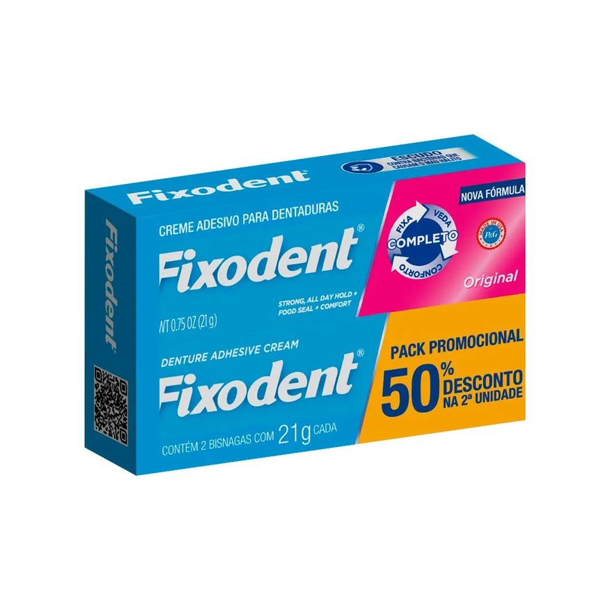 De Fixador Dentadura Fixodent Original Com 2 Unidades De 21g