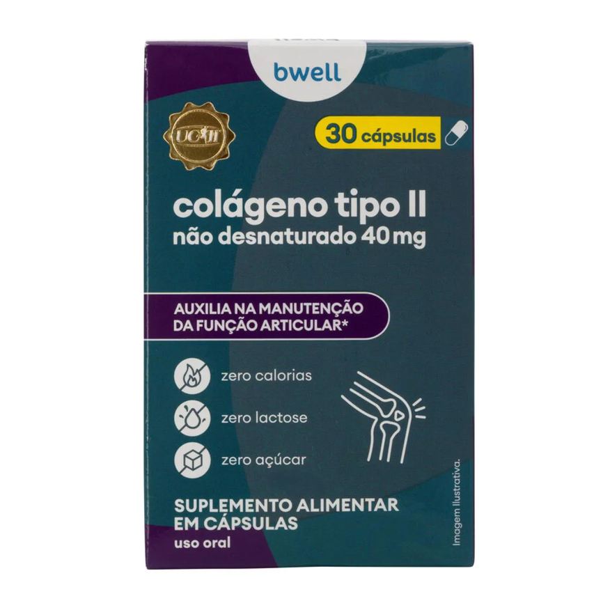 Natura Colágeno Tipo II Não Desnaturado 40mg bwell 30 Cápsulas
