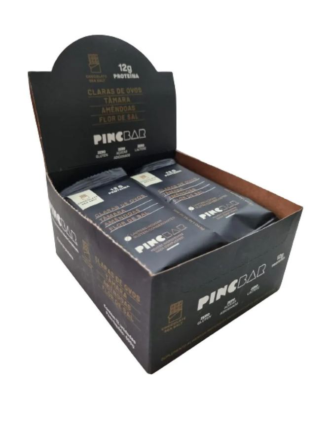 de Barra Proteína Chocolate Sea Salt Sem Açúcar 50g Pincbar 12 unidades