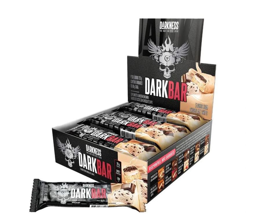 Bar Dark Caixa 8 unidades (720g) – Nova Embalagem – Sabor: Flocos c/ Chocolate Chips