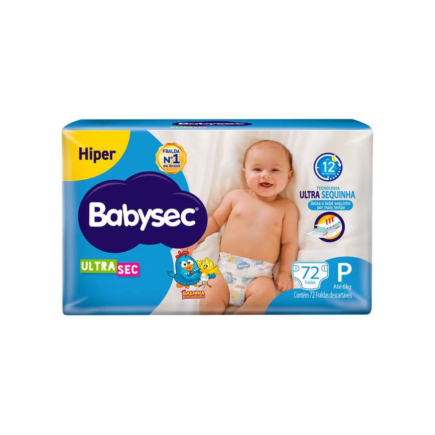 Babysec Fralda Galinha Pintadinha Ultrasec Hiper P Com 72 Unidades