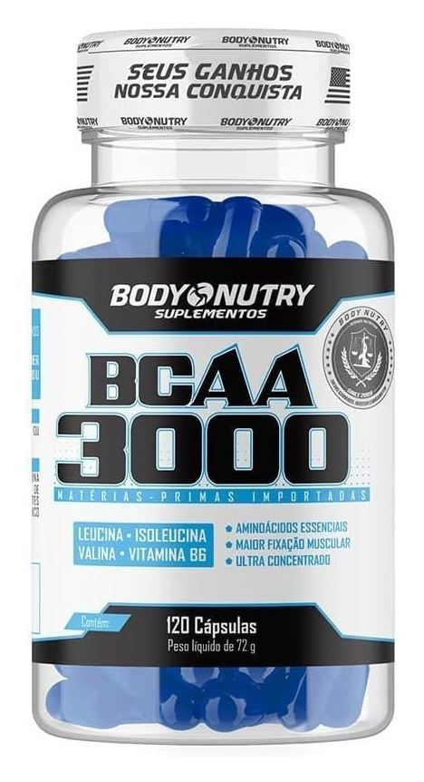 3000 BCAA 120 Capsulas Aminoacidos Essenciais Enriquecido com vitamina B6 Sem Sabor Ultra Concentrado Rapida Absorção Importado Original