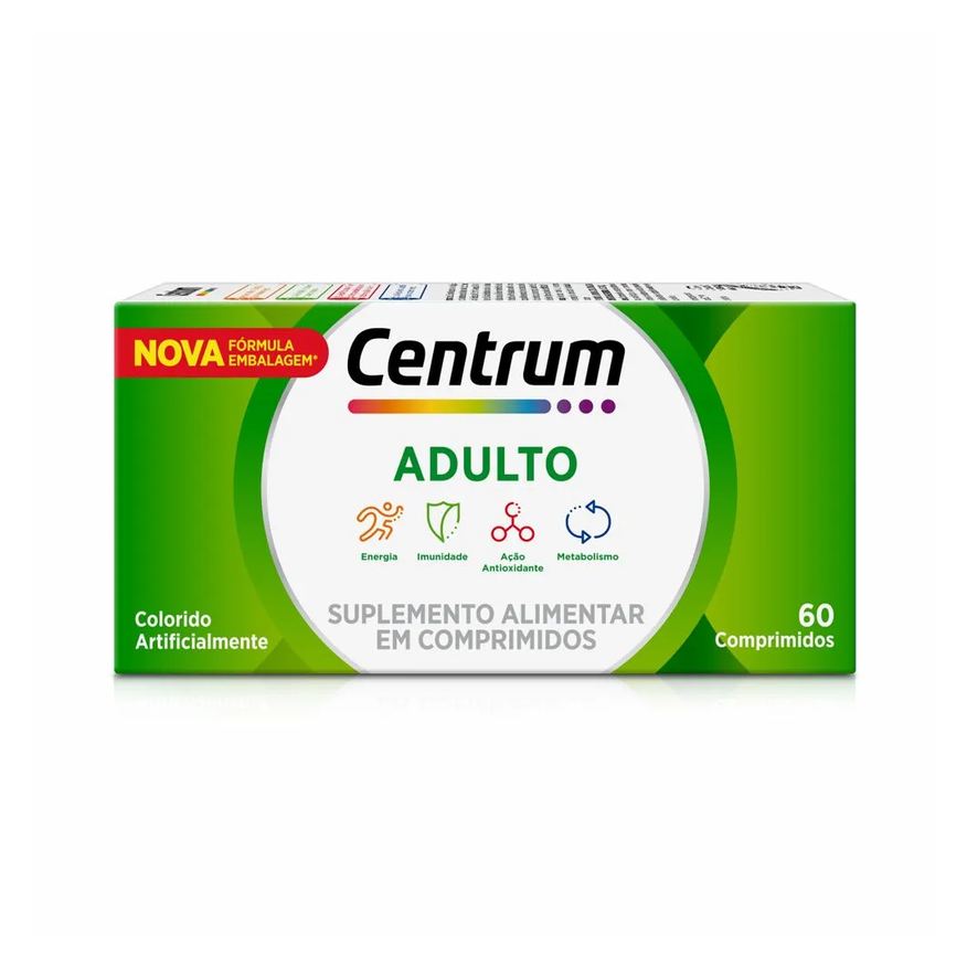 Centrum Multivitaminico Adulto Com Vitaminas De A A Z, 60 Comprimidos