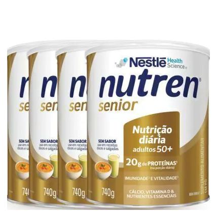 Alimentar Complemento Nutren Senior Sem Sabor 740g 4 Unidades