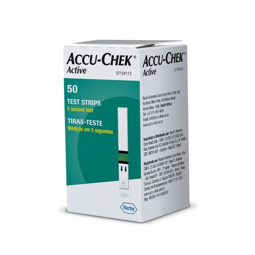 De Tira Teste De Glicose Accu-chek Active 50 Unidades