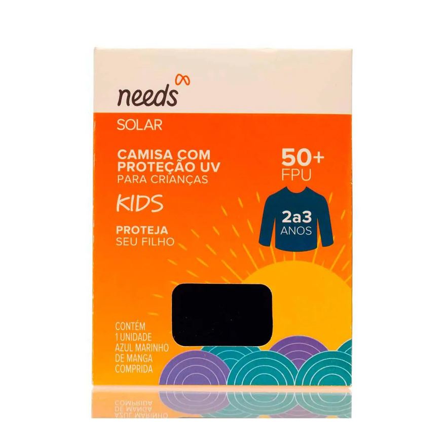 Needs Camisa Infantil Proteção UV FPU 50+ Solar 2 a 3 Anos Azul