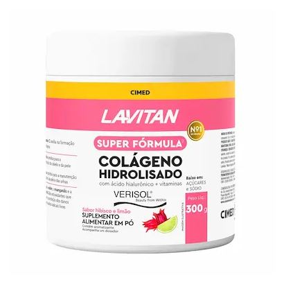 Super Lavitan Fórmula Verisol Colágeno Hidrolisado + Ácido Hialurônico Sabor Hibisco e Limão 300g