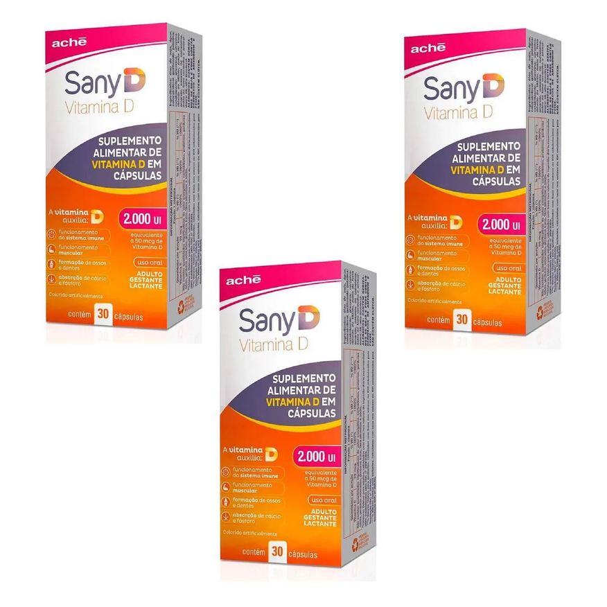 03 Kit Suplemento Sany D 2.000ui com 30 cápsulas – Ache
