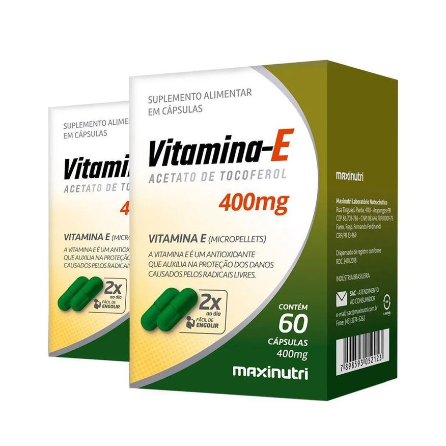 Kit 2 Vitamina e 400mg Maxinutri 60 Cápsulas