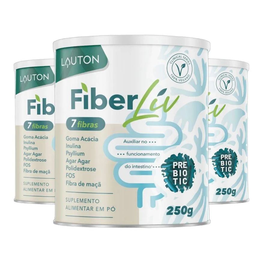 3x Kit Fibra Prebiotico Fiberliv 7 Fibras 250g – Lauton