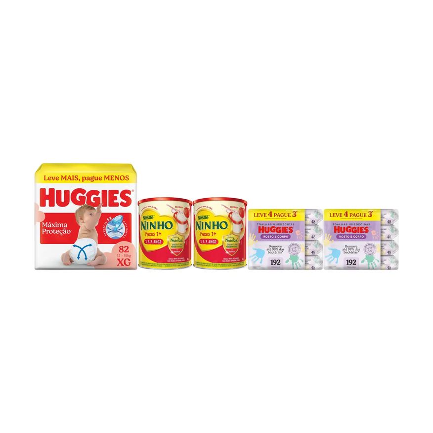 Huggies Kit Bebê Fralda XG com Fórmula Infantil Ninho 1