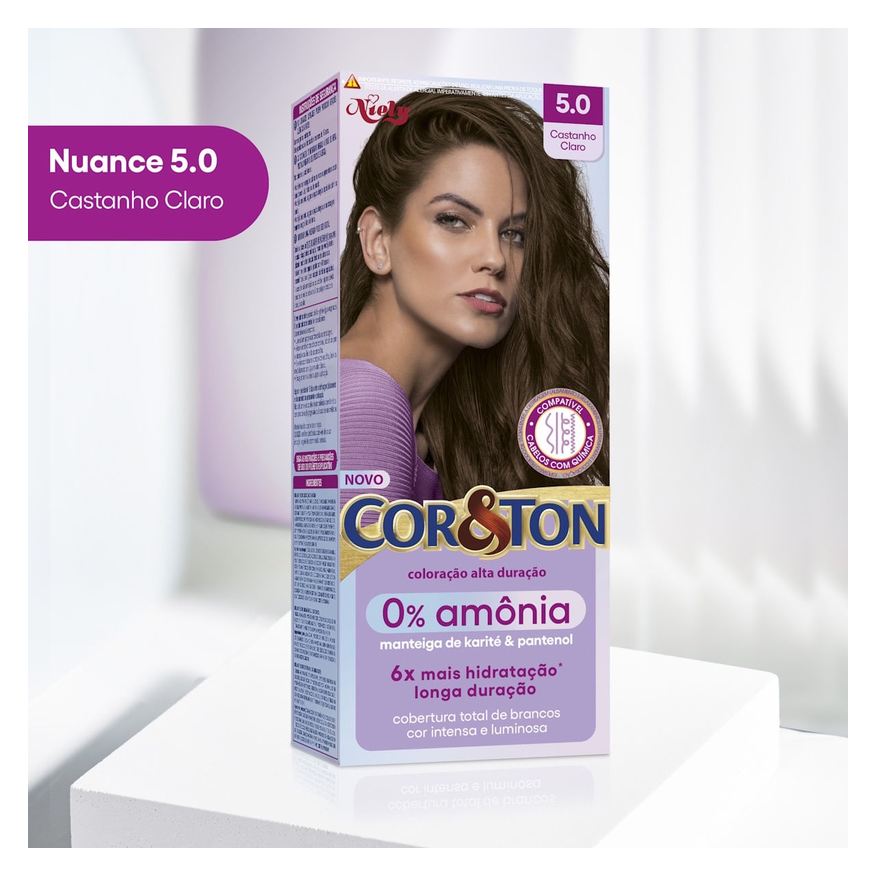 Cor&Ton Tintura Niely 0% Amonia 5.0 Castanho Claro