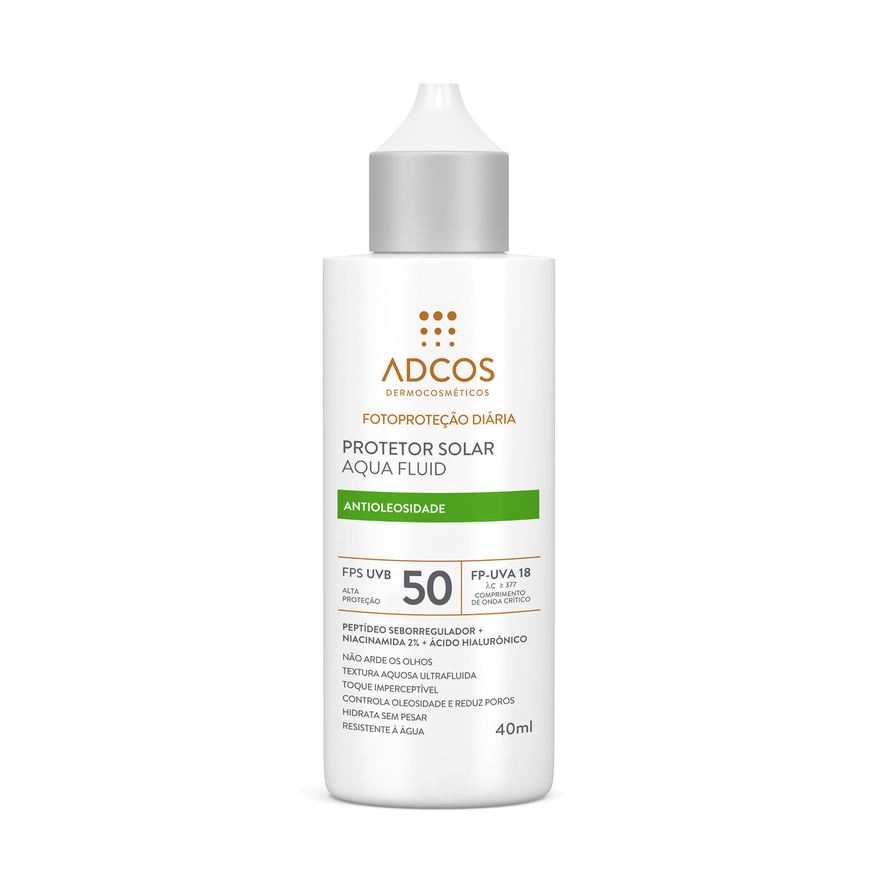 Adcos Protetor Solar Facial Aqua Fluid FPS50 Antioleosidade 40ml