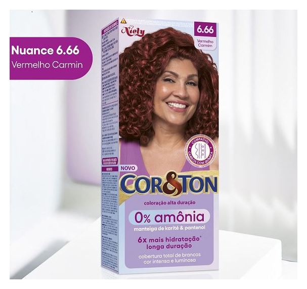 Cor&Ton Tintura Niely 0% Amônia 6.66 Vermelho Carmim