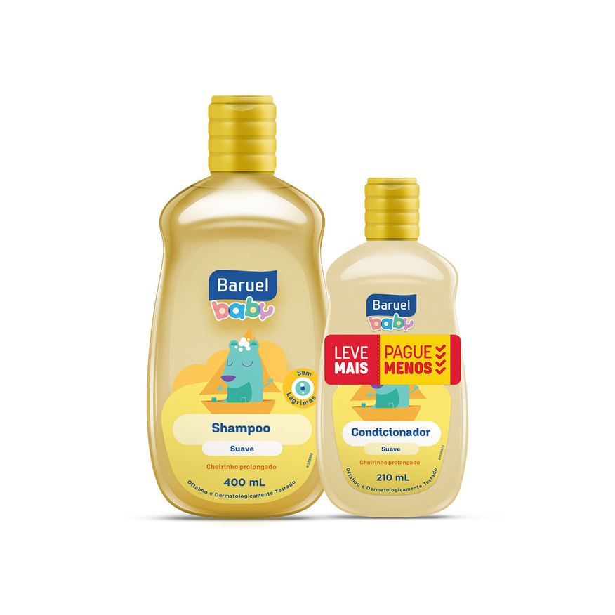 Baruel Baby Kit Shampoo Infantil Suave 400ml 1 Unidade + Condicionador Infantil Baruel Baby Suave 210ml 1 Unidade