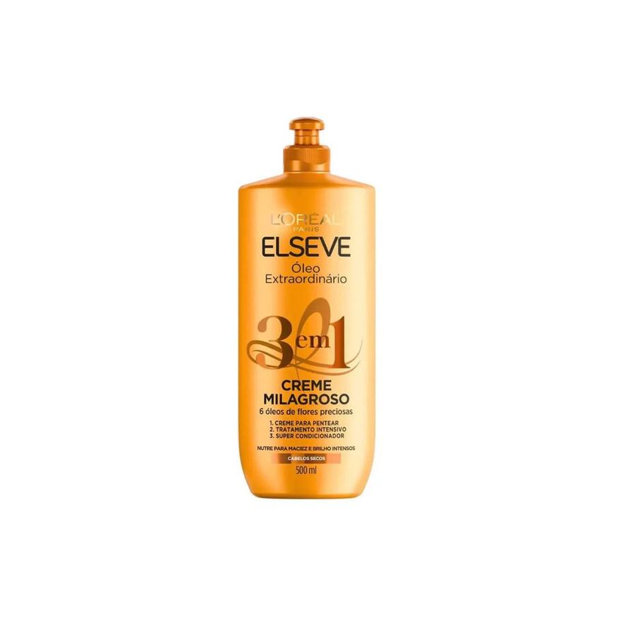 Elseve Creme de Tratamento Capilar Óleo Extraordinário 3 em 1 Milagroso 500ml