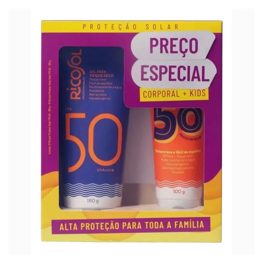 Dahuer Laboratório Kit Ricosol ( Protetor Solar FPS 50 180g + Protetor Solar Kids FPS 50 100g )