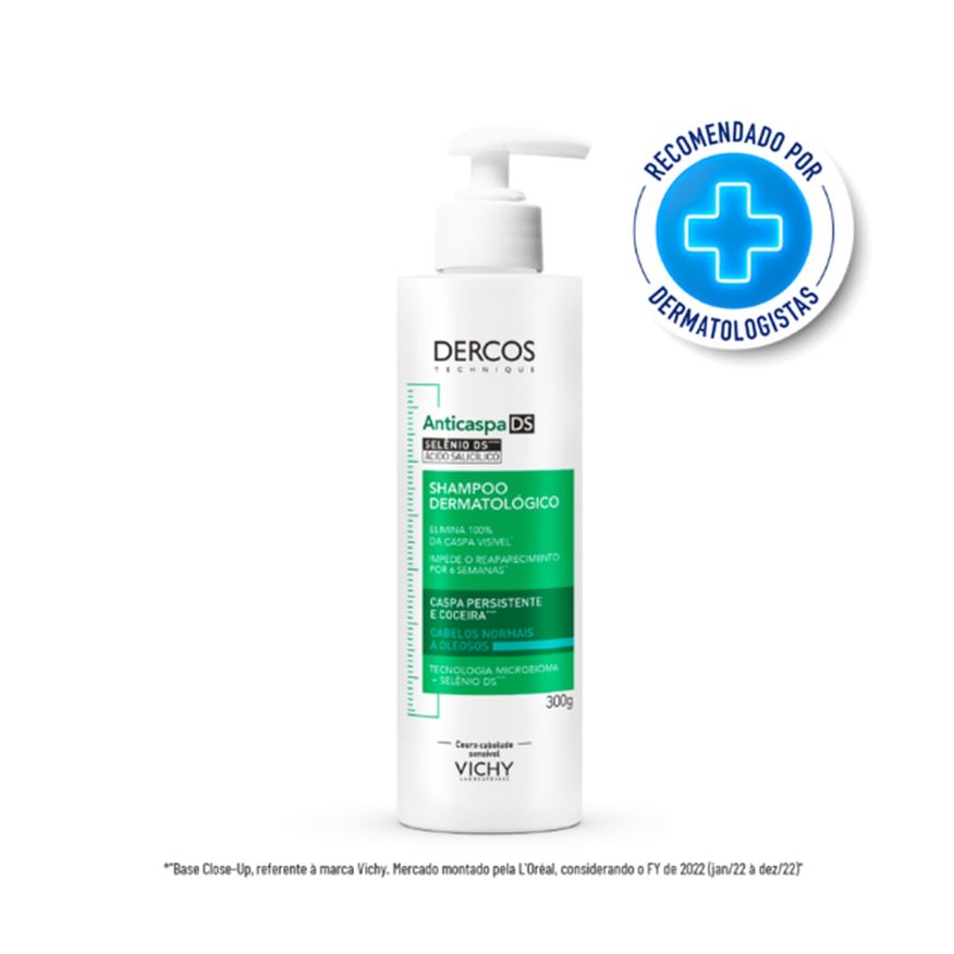 Dercos Shampoo Anticaspa Vichy Dermatológico Cabelos Normais a Oleosos 300ml