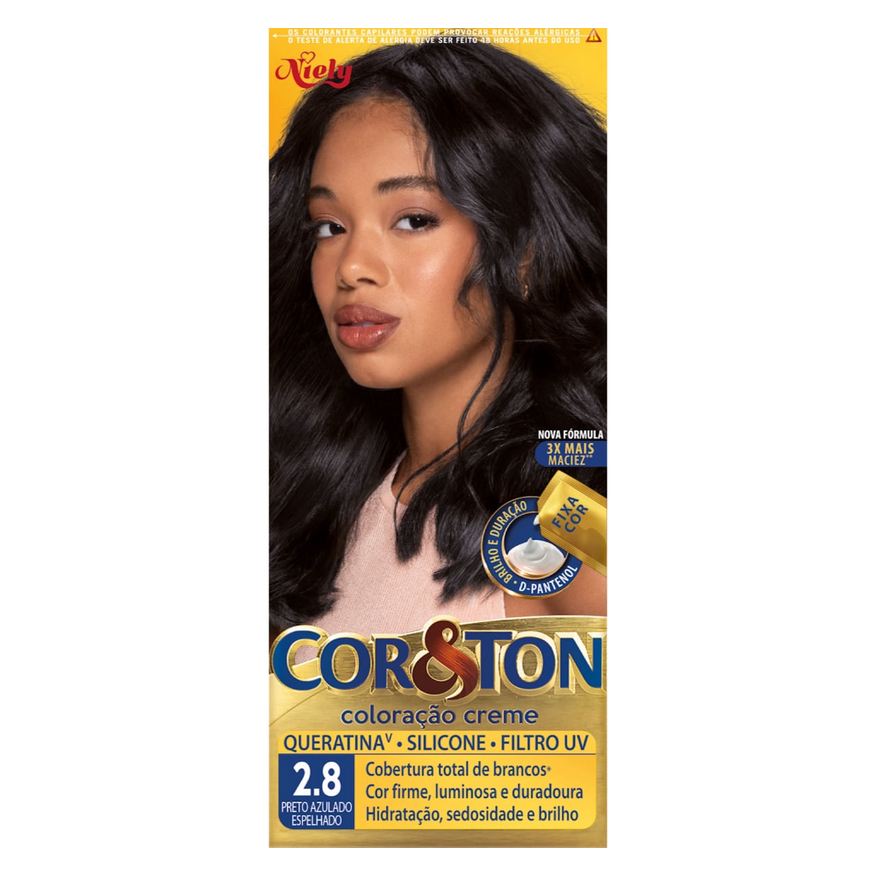 Cor&Ton Tinta Niely 2.8 Preto Azulado Espelhado