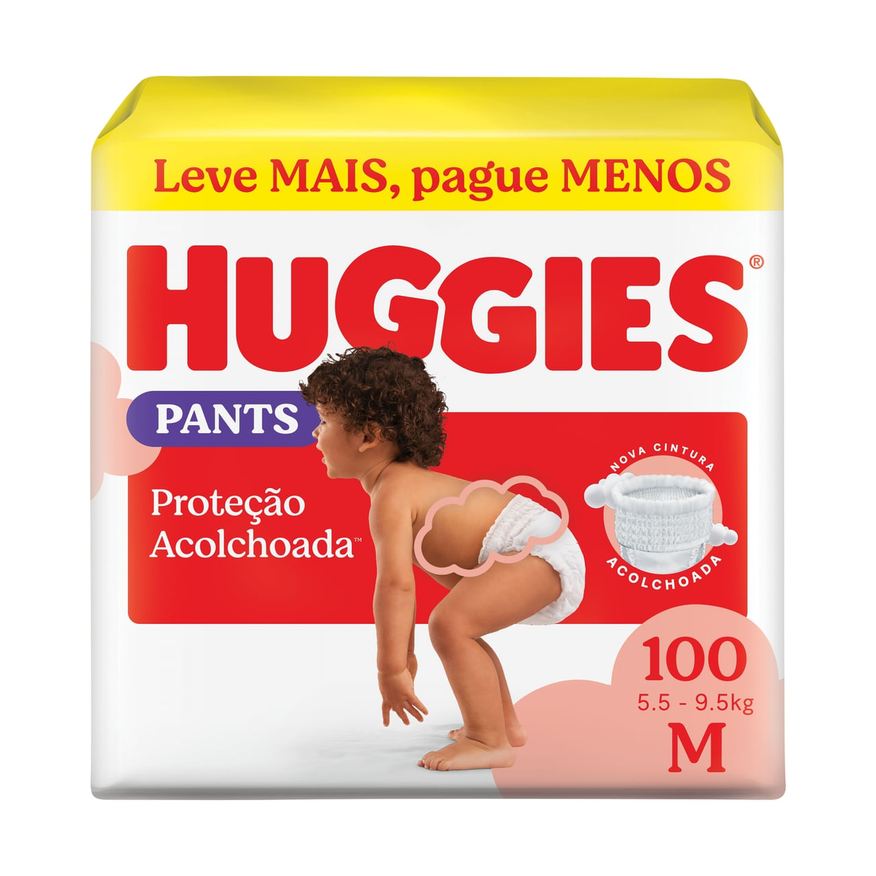 Huggies Fralda Pants Proteção Acolchoada M 100 Unidades