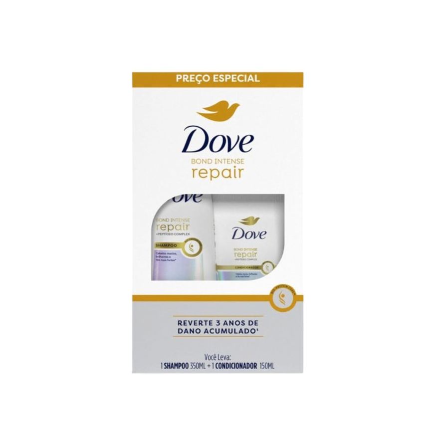Dove Kit Shampoo Bond Intense Repair 350ml 1 Unidade + Condicionador Dove Bond Intense Repair 150ml 1 Unidade