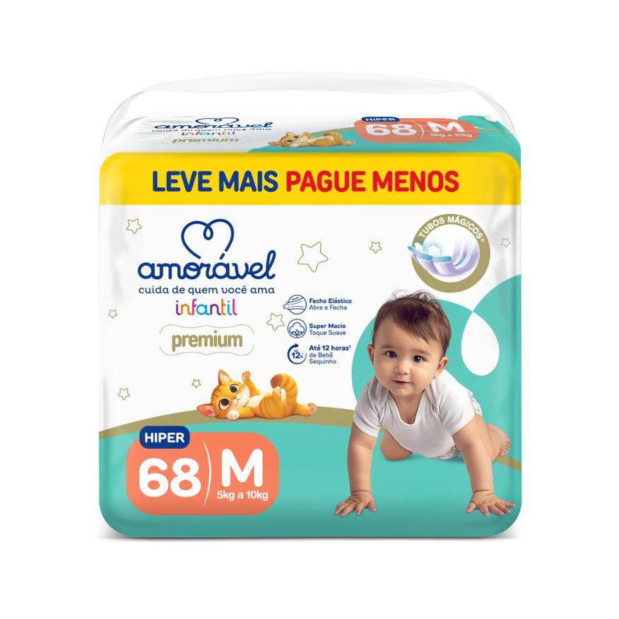 Amoravel Fralda Amorável Premium M 68 Unidades