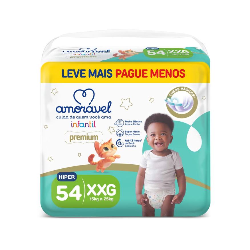 Amoravel Fralda Amorável Premium XXG 54 Unidades