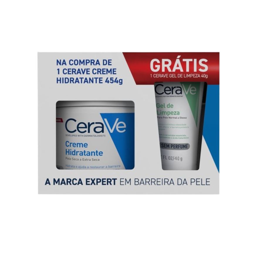 CeraVe Kit Creme Hidratante 454g 1 Unidade + Gel de Limpeza Facial CeraVe Sem Perfume 40g 1 Unidade
