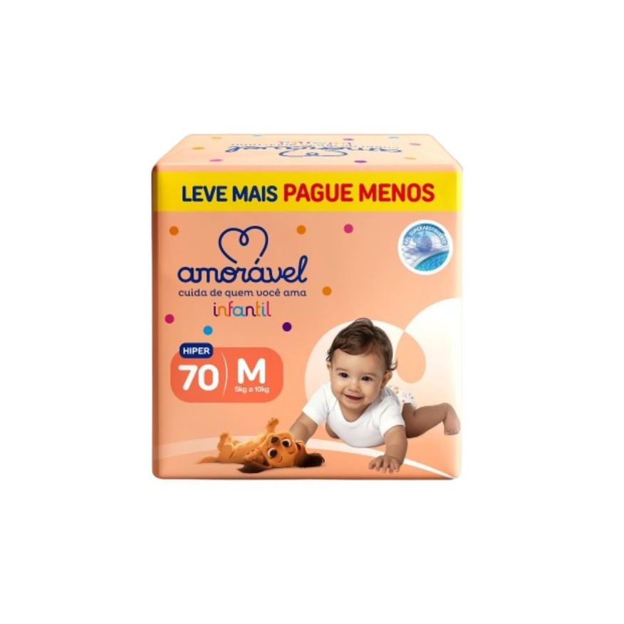 Amoravel Fralda Basic M 70 Unidades