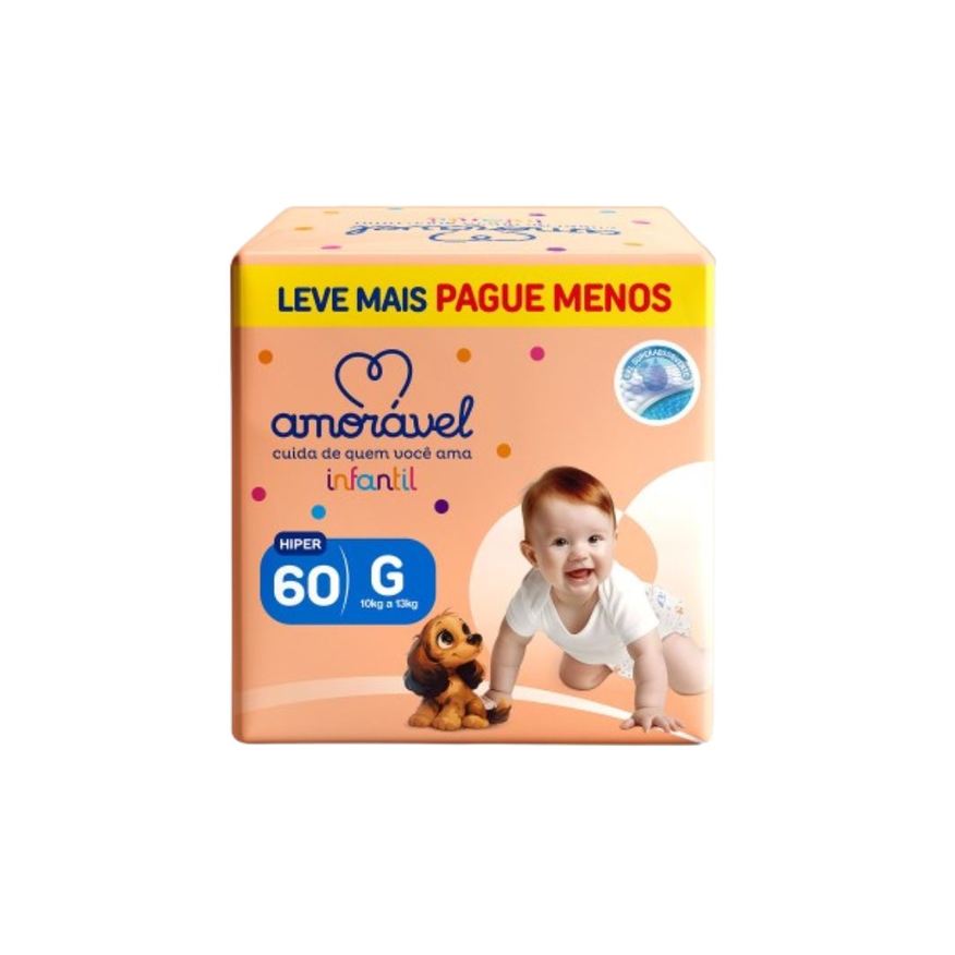 Amoravel Fralda Basic G 60 Unidades