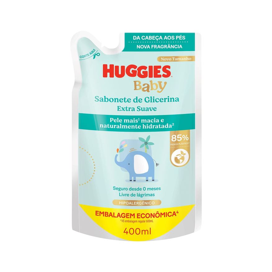 Huggies Sabonete Líquido Infantil Baby Glicerina Extra Suave Refil 400ml