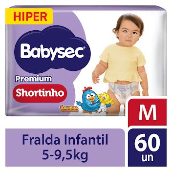 Babysec Fralda Premium Shortinho Galinha Pintadinha M 60 Unidades