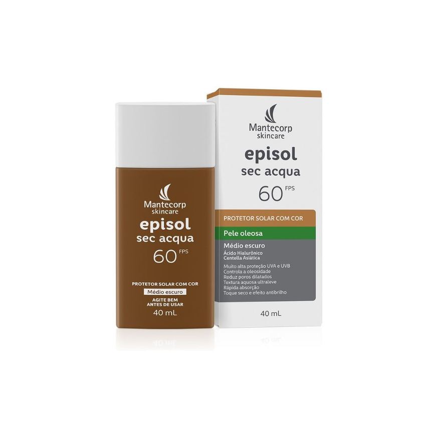 Episol Protetor Solar Facial Sec Acqua FPS60 Médio Escuro 40ml