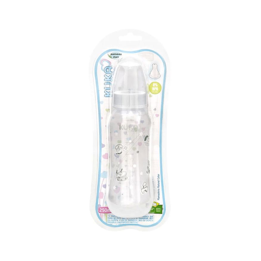 Kuka Mamadeira Natural Bico Universal +6 meses Branca 250ml 1 Unidade