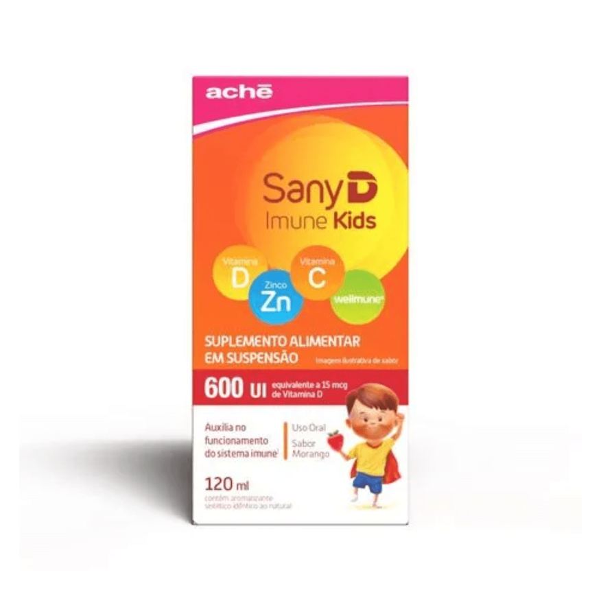Sany D Imune Kids Sabor Morango Zero Açúcar Suspensão Oral 120ml