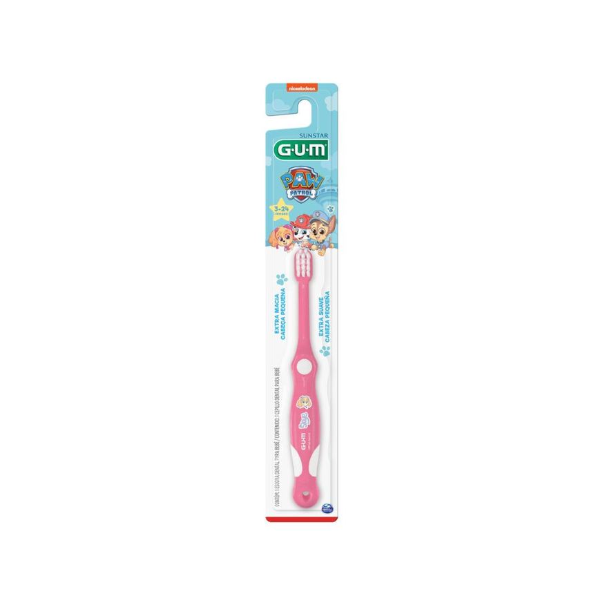 GUM Escova Dental Infantil Baby Patrulha Canina Cerdas Macias 3 a 24 meses 1 Unidade – Cores Sortidas