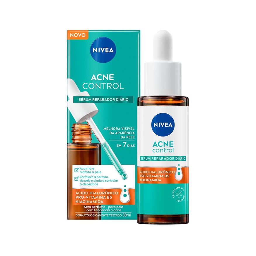 Nivea Sérum Facial Acne Control Reparador Sem Perfume com Ácido Salicílico e Niacinamida 30ml