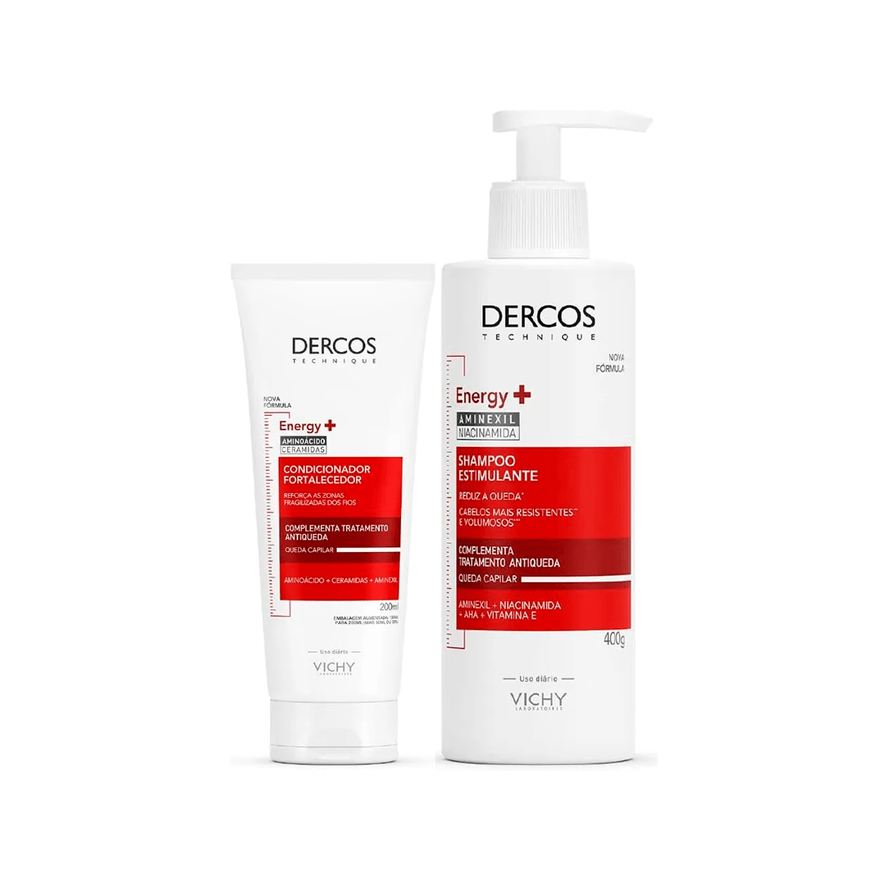 Dercos Kit Vichy Shampoo Energy+ 400ml + Condicionador Antiqueda Vichy Energy+ 200ml