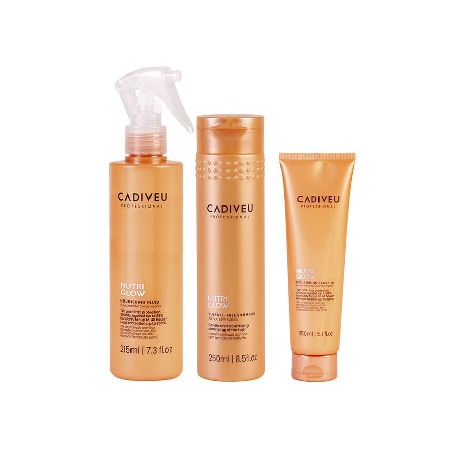 Cadiveu Kit Shampoo 250ml + Fluído 215ml + Leave-in 150ml - Nutri Glow
