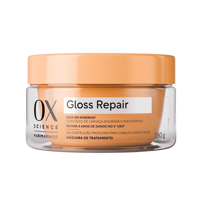 Ox Máscara De Tratamento Mari Maria Hair Com Óleo De Linhaça Dourada E Niacinamida Science Gloss Repair 180g