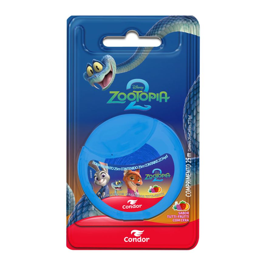 Condor Fio Dental Com Cera Tutti-Frutti Zootopia 2 25m