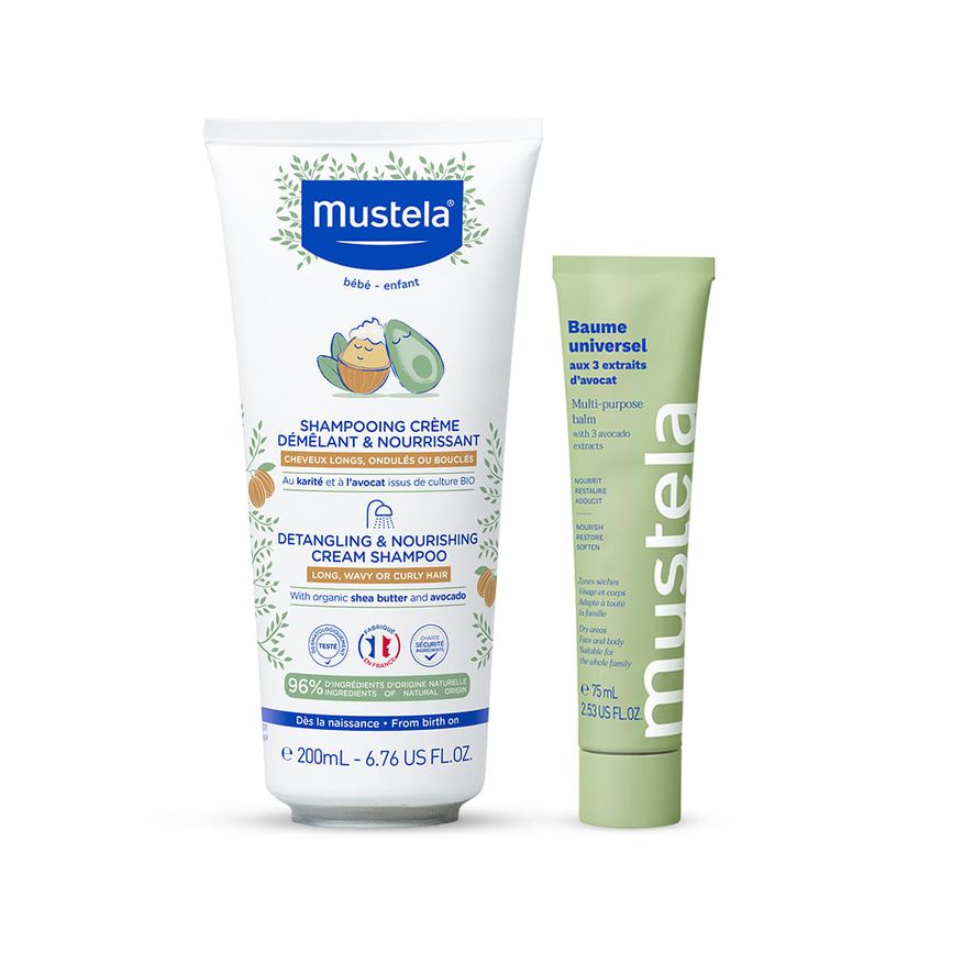 Mustela Kit Shampoo Infantil Cachos Desembaraçados 200ml + Bálsamo Hidratante Multifuncional Sem Perfume 75ml