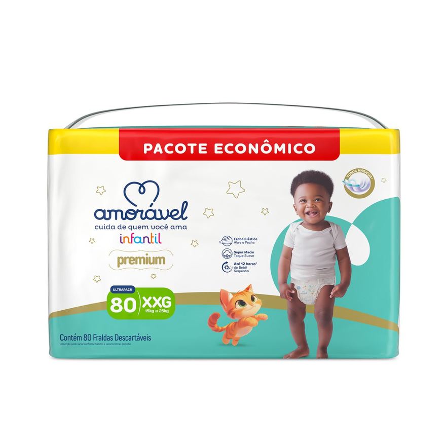 Amoravel Fralda Amorável Premium Ultrapack Xxg 80 Unidades