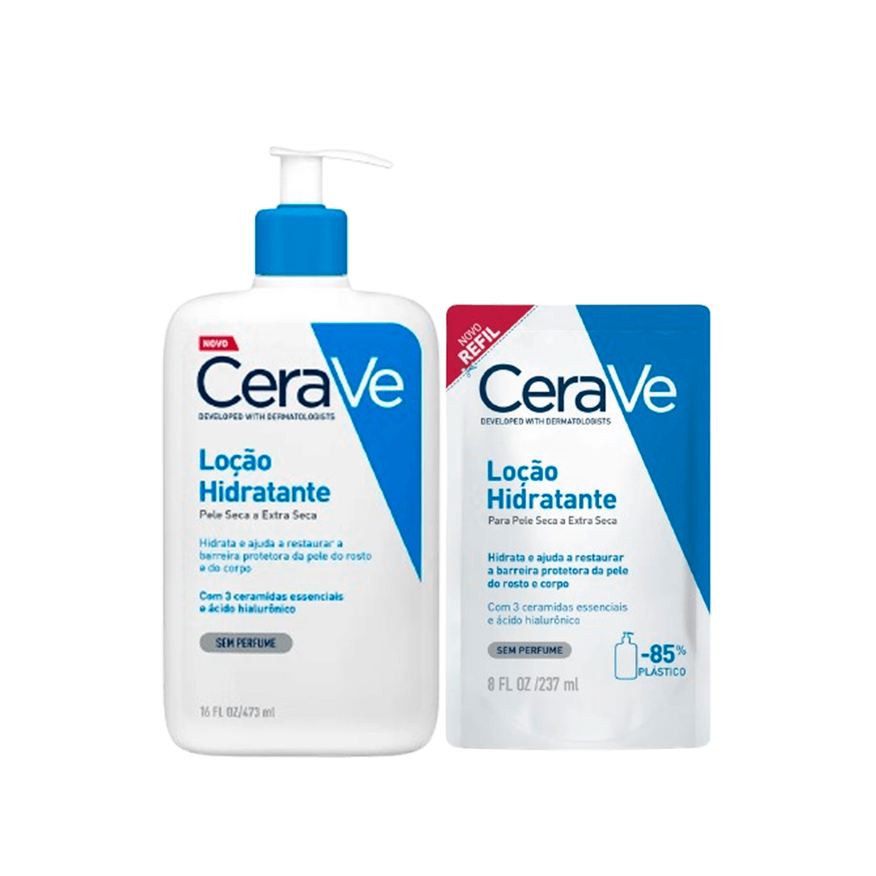 CeraVe Kit Loção Hidratante Corporal 473ml + Loção Hidratante Corporal Refil 237ml