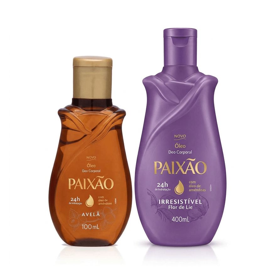 Monange Kit Paixão Hidratação Corporal Hidratante Irresistível 400ml + Óleo Amêndoas e Avelã 100ml