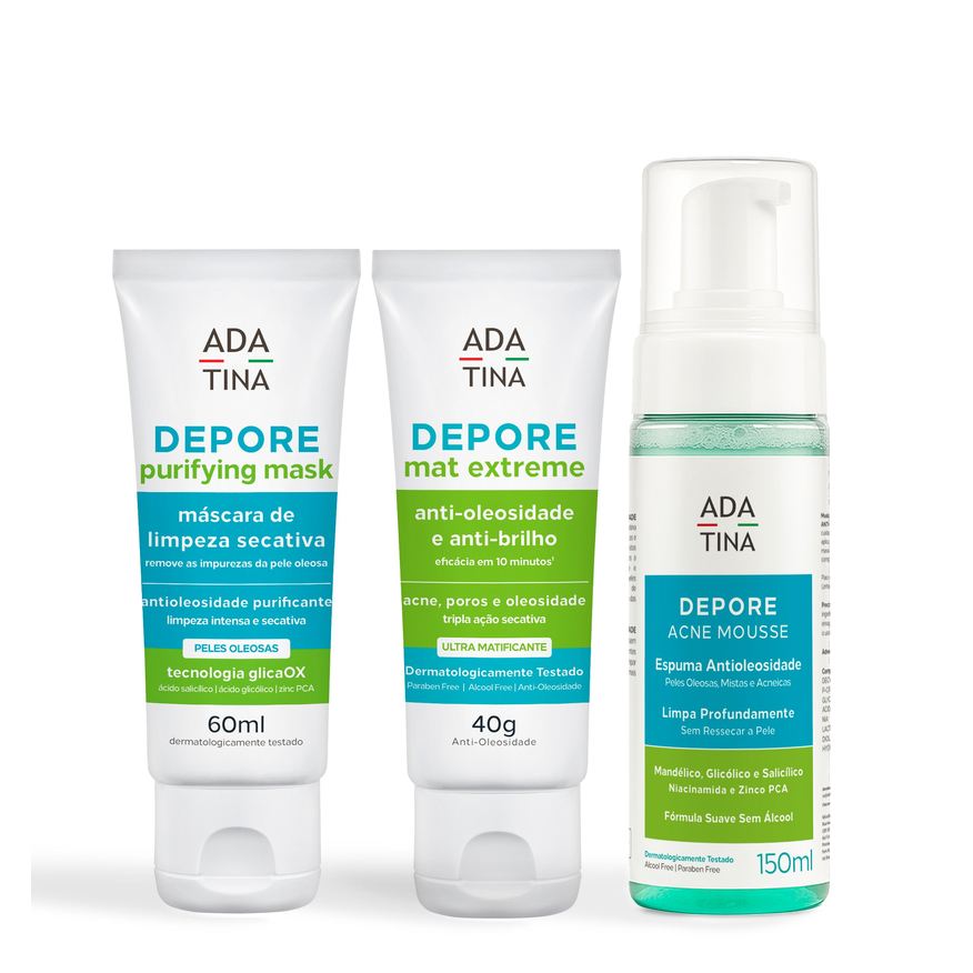 Ada Tina Italy Kit Depore Pele Oleosa Acne Espuma Máscara Hidratante