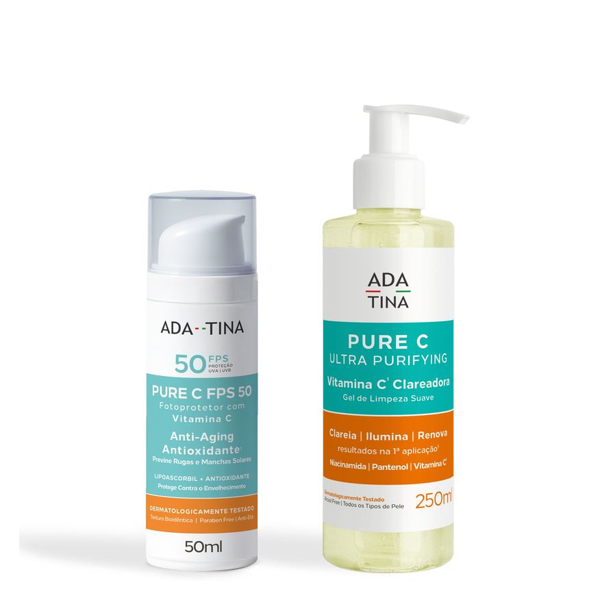 Ada Tina Italy Kit Ada Tina Pure C FPS 50 e Gel de Limpeza Vitamina C