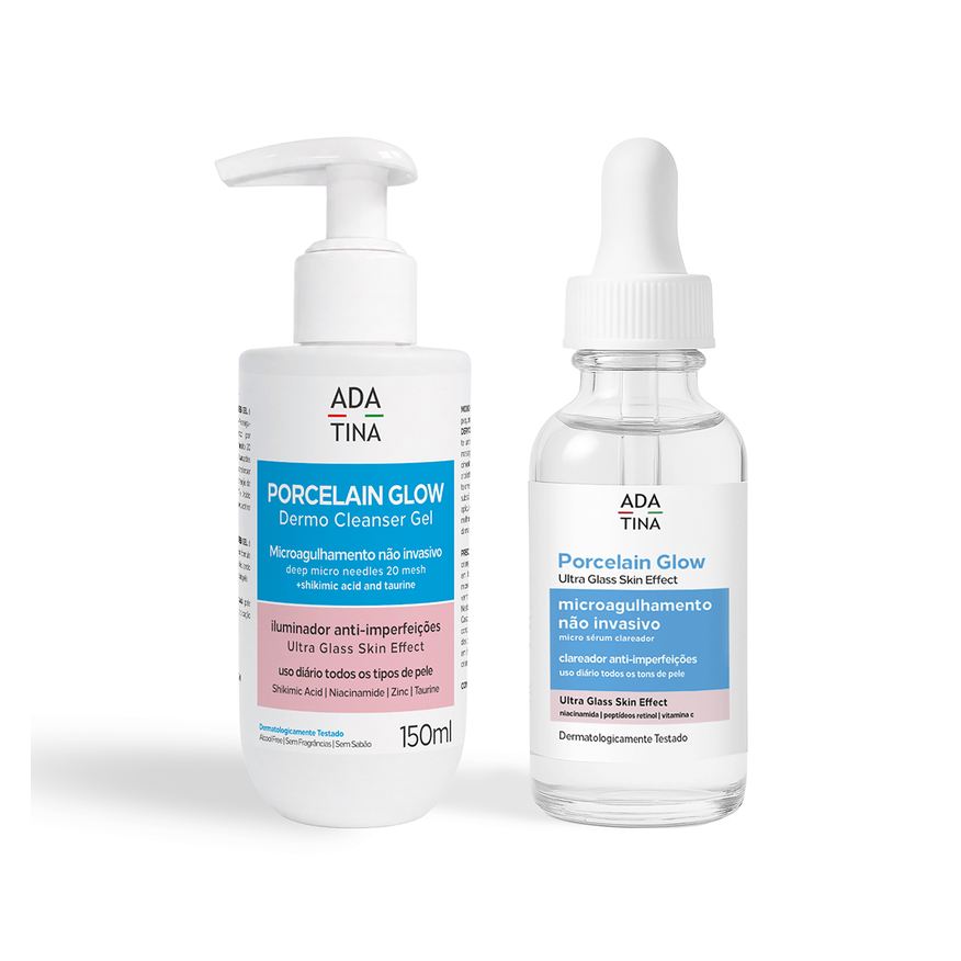Ada Tina Italy Kit Porcelain Glow Glass Skin Gel Cleanser 150ml Sérum 30ml Ada Tina