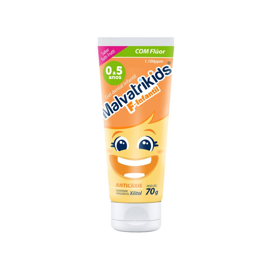 Malvatricin Gel Dental Infantil Malvatrikids F-Infantil Anticáries Flúor Xilitol Sabor Tutti Frutti 70g